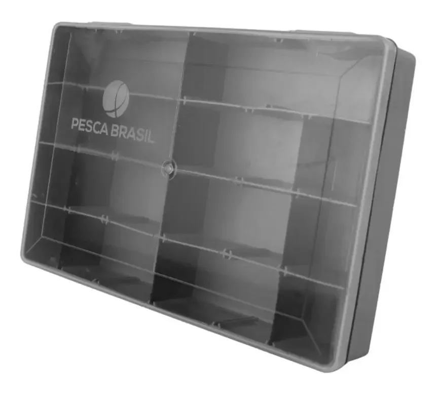 Estojo de Pesca M 14 Divisórias Móveis Cinza Pesca Brasil 27,5x19x4,5 cm