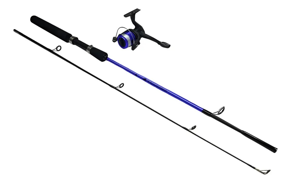 Kit Vara de Pesca 1,50m Molinete Sabre Pesca Brasil Fibra Vidro 7-17lbs
