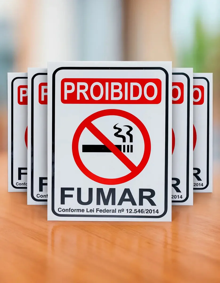 Kit 5 Placas Proibido Fumar 20x15cm Plaquinhas Lei Federal Placas De Sinalização Arte Da Pesca