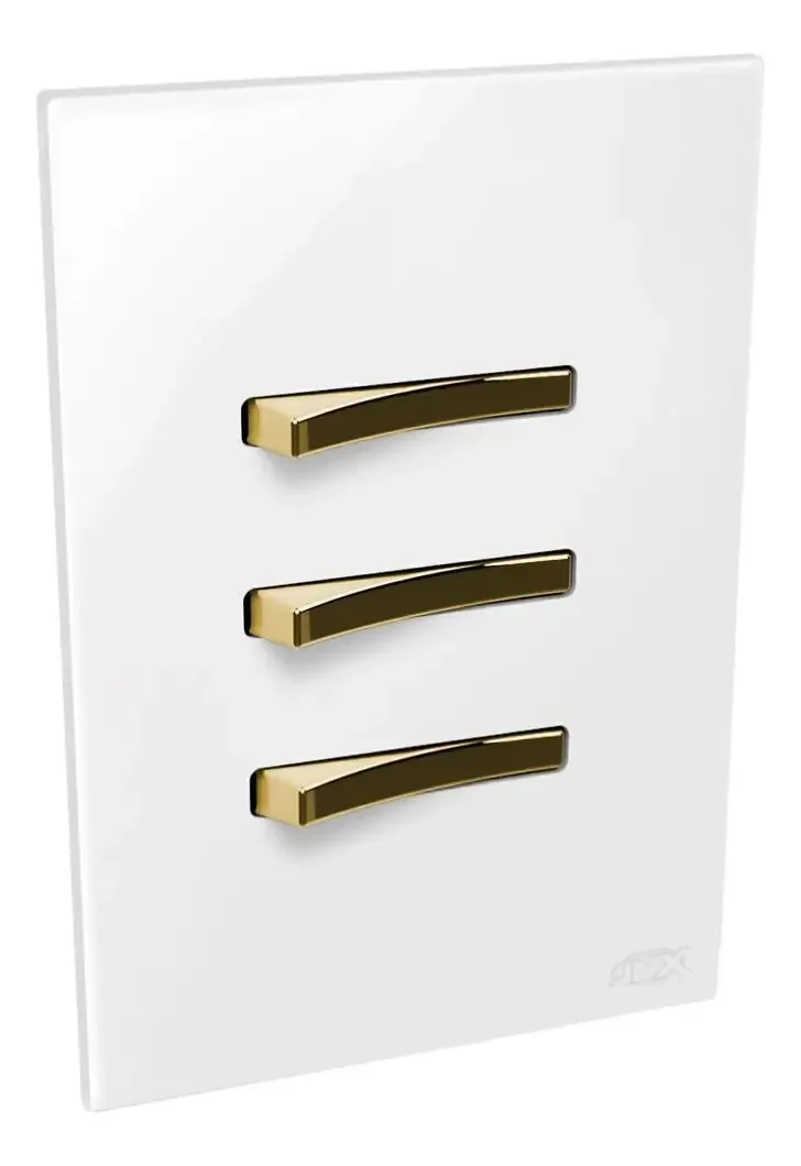 3 Interruptores Jnx Legacy-c Branco Dourado Lbd16c Cor Branco E Dourado