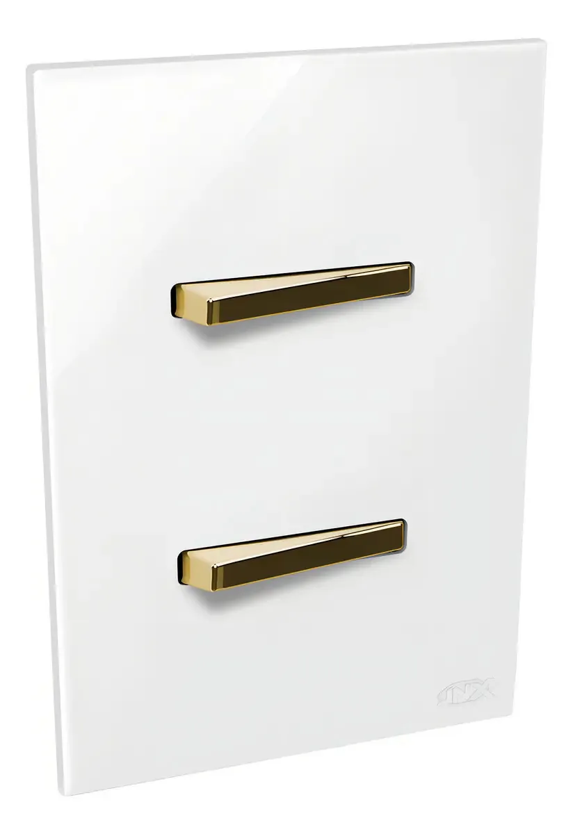2 Interruptores Jnx Legacy-r Branco Dourado Lbd11r Cor Branco E Dourado
