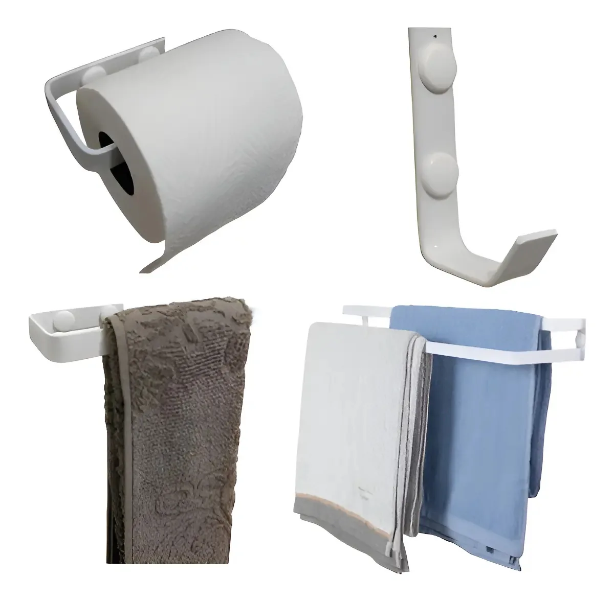 Kit De Acessórios Para Banheiro 4 Peças Duplo Branco 45cm
