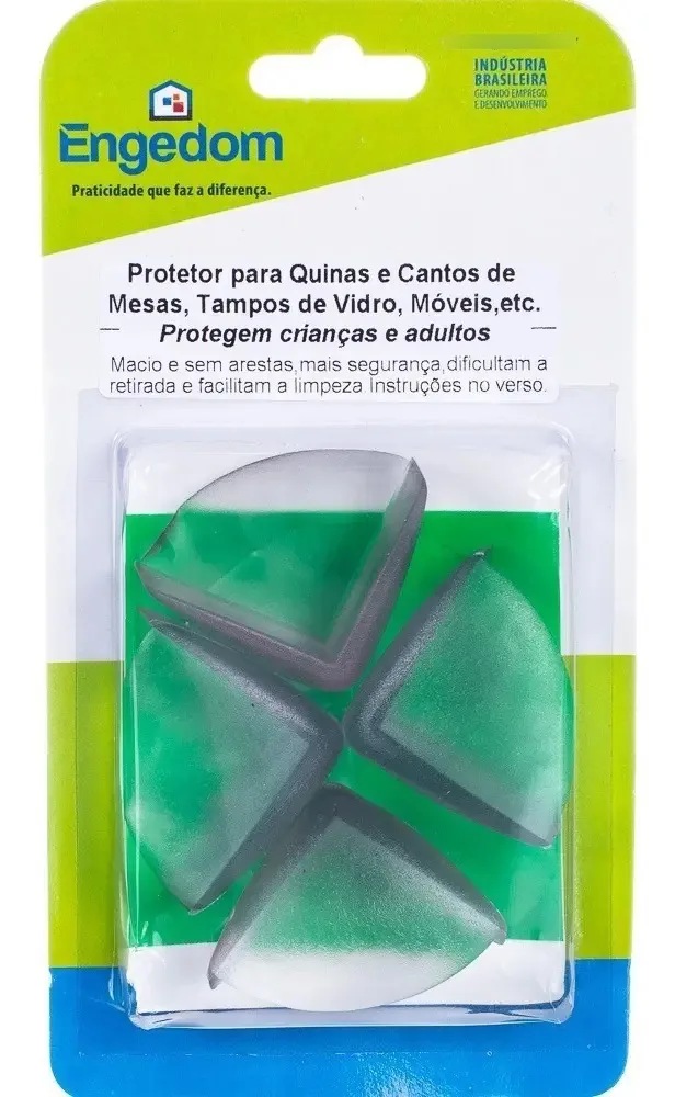 Protetor de Quinas Triangular e Redondo em PVC para Móveis, Kit com 4