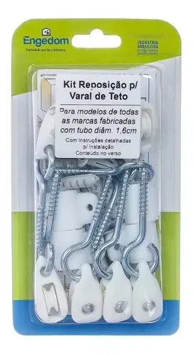 Kit Reposição Varal Teto Engedom Branco Roldanas Buchas Abraçadeiras