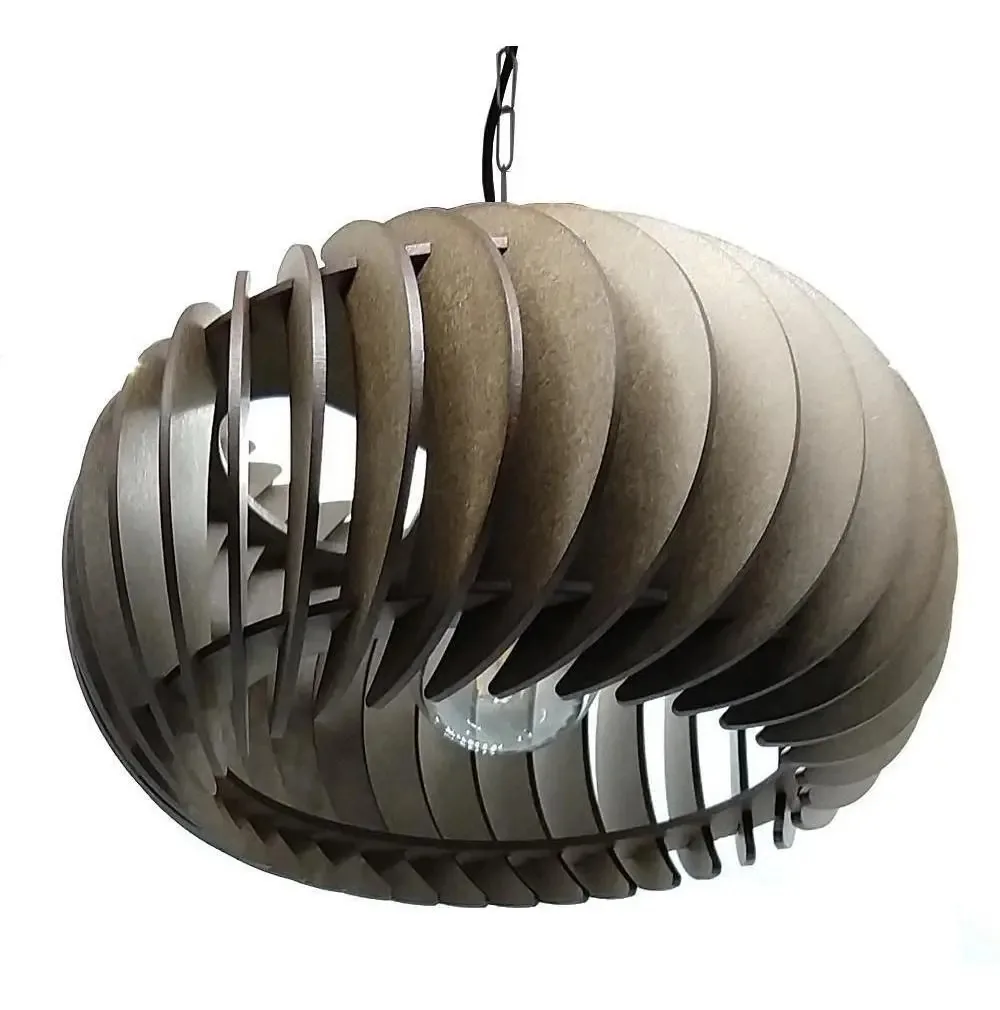 Lustre Pendente De Madeira Mdf Sophia Pq Inclinado Tabaco