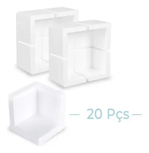 Cantoneira Proteção Isopor Quadrado 10x10cm 20 Peças
