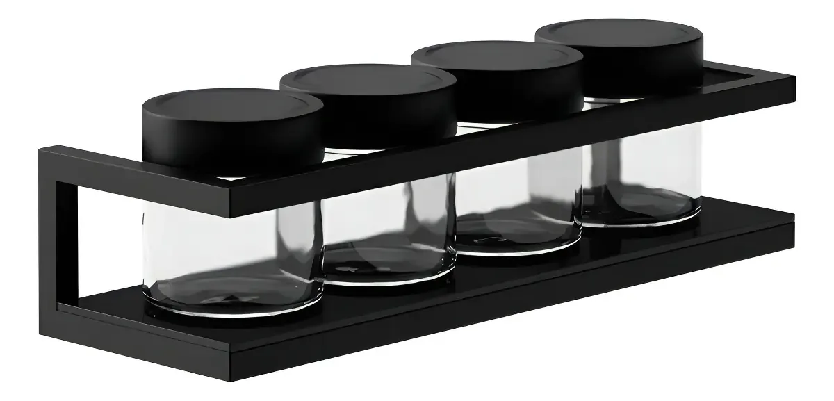 Porta Temperos Chá Condimentos 5 Peças Vidro Design Frame