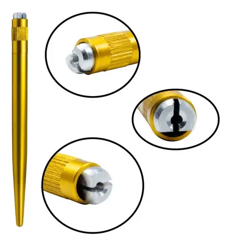 Caneta Manual Microblading Universal Holder Alumínio 12cm Cor Gold
