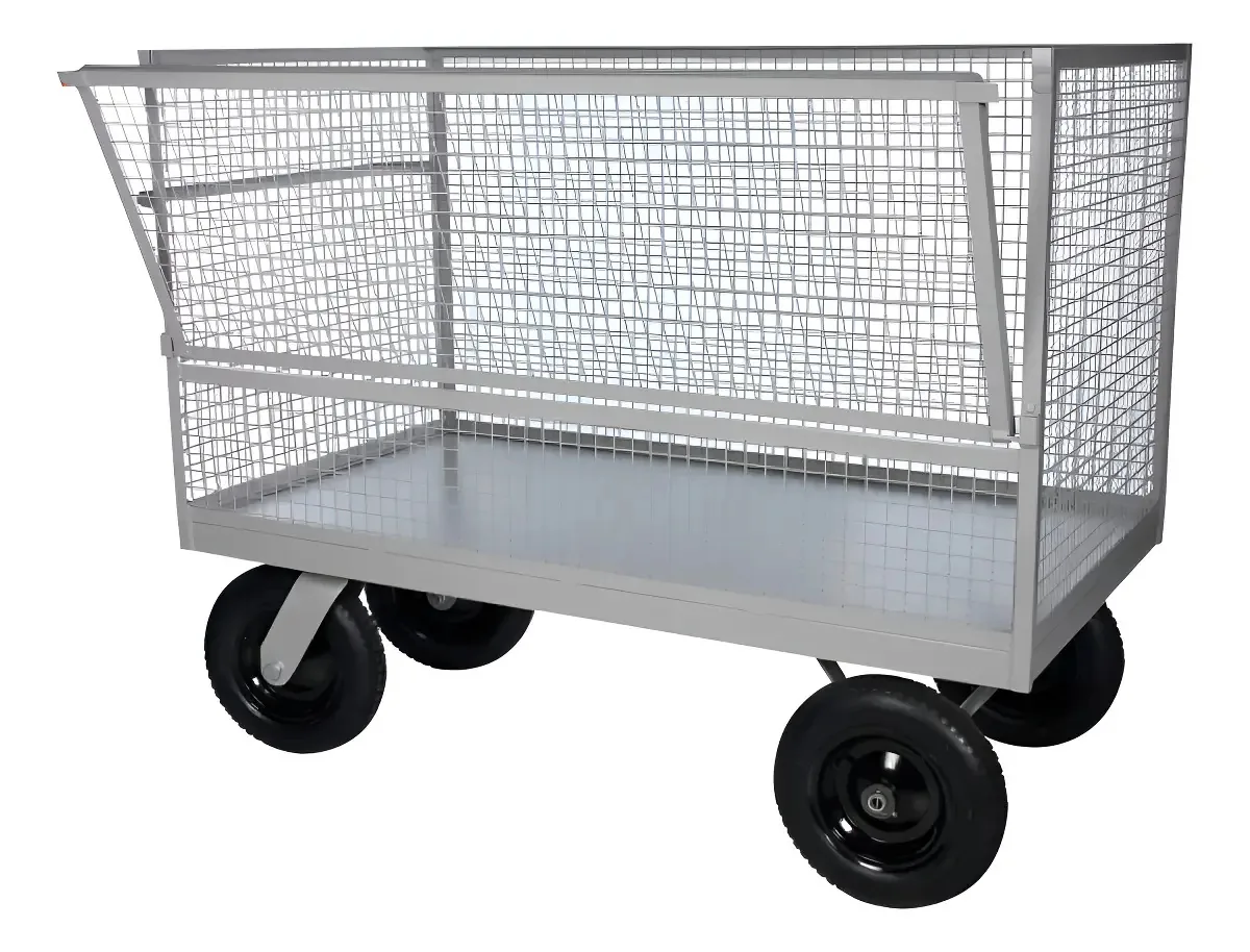 Carro Plataforma Fechado Marcon TM-63 com Tela Aço e 4 Rodas