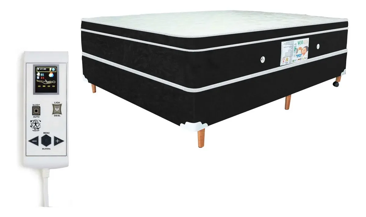 Cama Box E Colchão Magnético Infravermelho Massageador Casal Cor Preto
