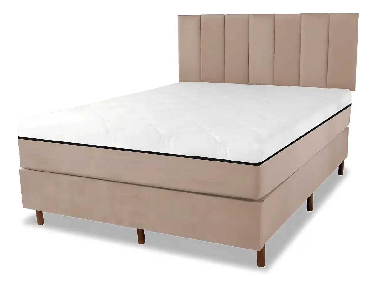 Cama Box + Colchão Infra Vermelho Casal + Cabeceir Cor Bege