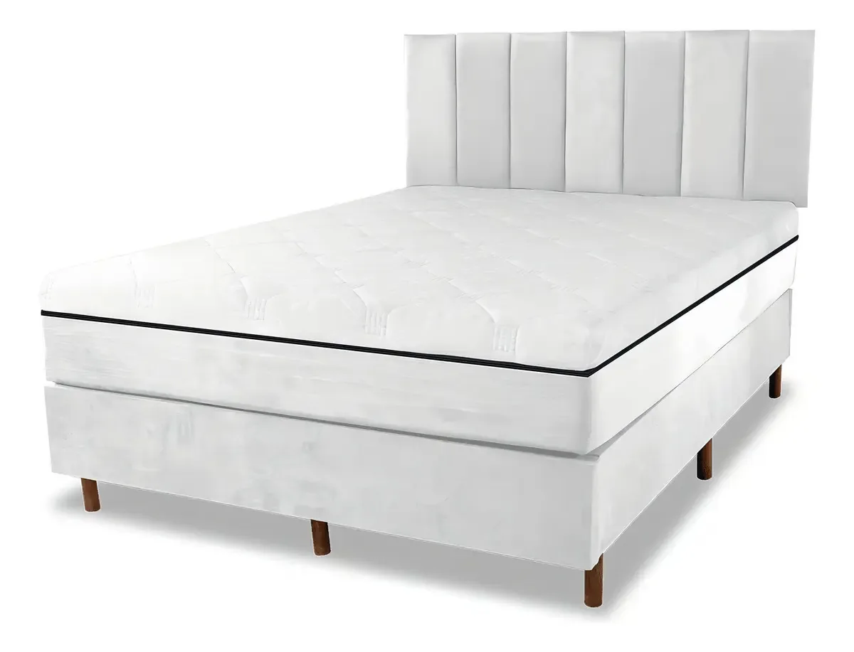 Cama Box + Colchão Infra Vermelho Casal + Cabeceir Cor Branco