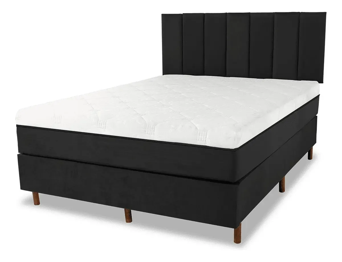 Cama Box + Colchão Infra Vermelho Casal + Cabeceir Cor Preto