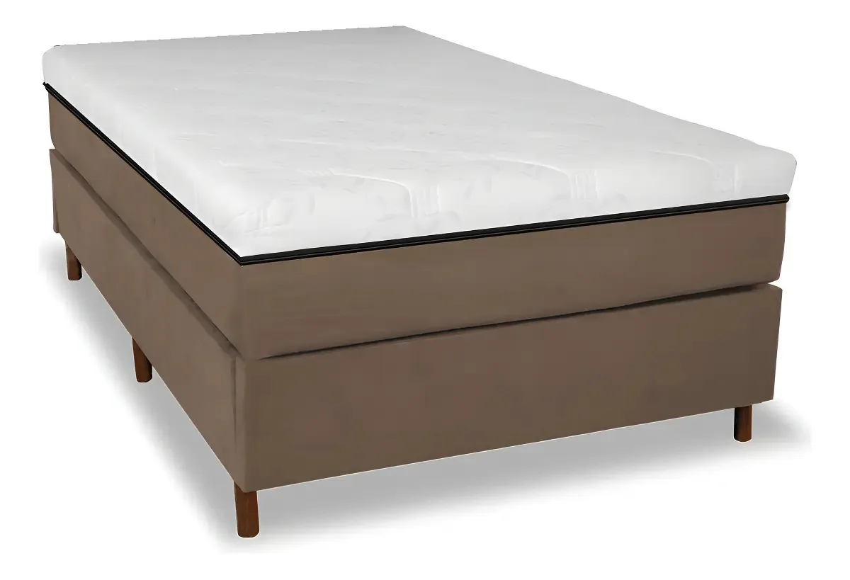 Cama Box + Colchão Infra Vermelho Solteiro Cor Marrom