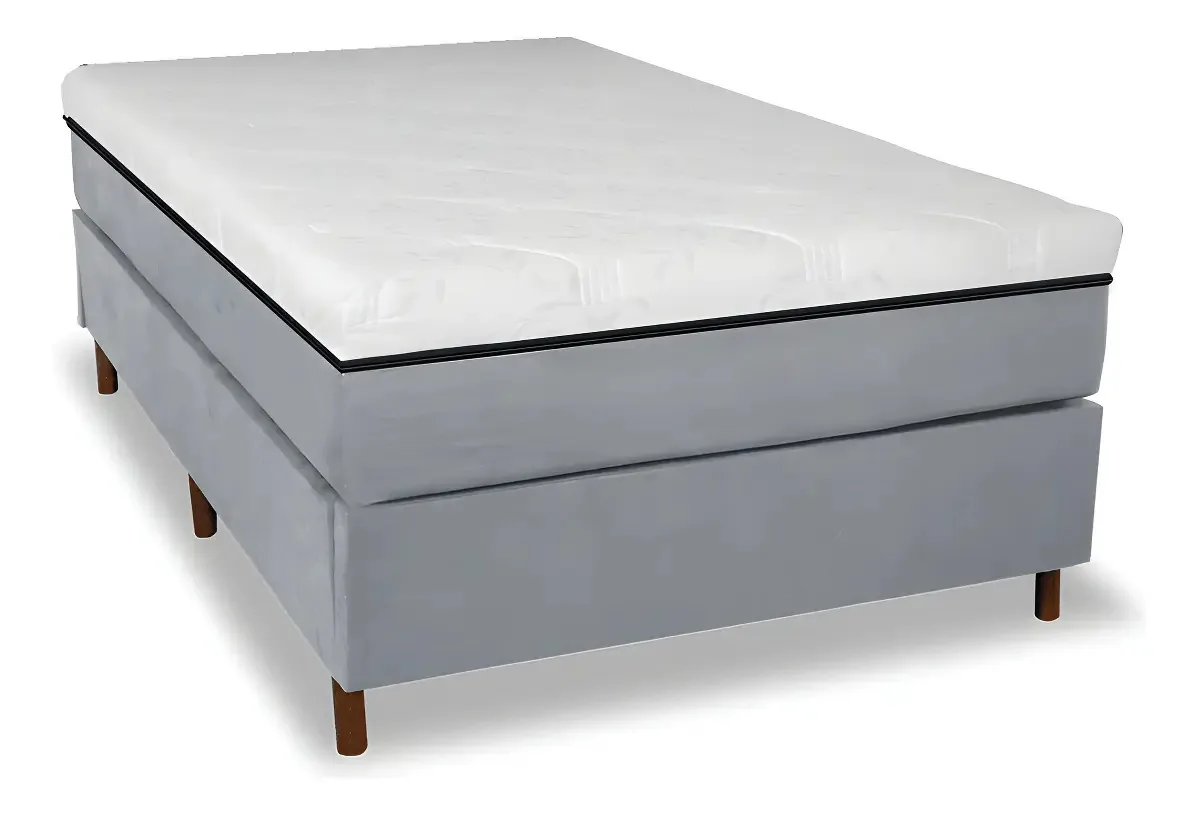 Cama Box + Colchão Infra Vermelho Solteiro Cor Cinza