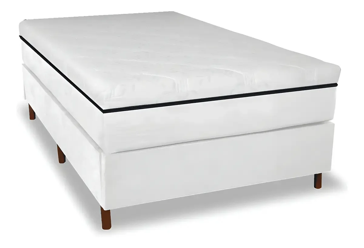 Cama Box + Colchão Infra Vermelho Solteiro Cor Branco