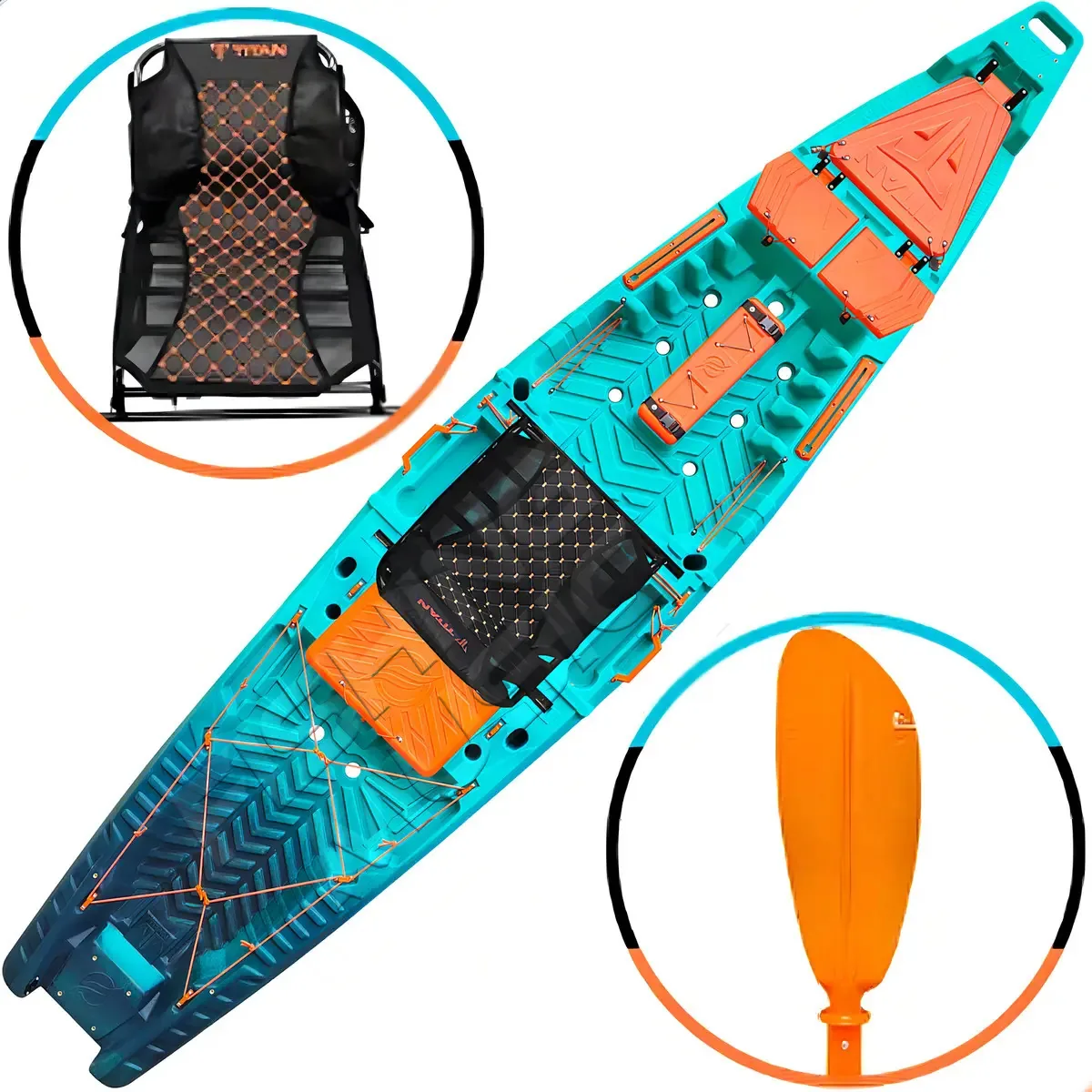 Caiaque Hiperion Titan Caiaque Pesca + Remo E Cadeira Cor Oceano
