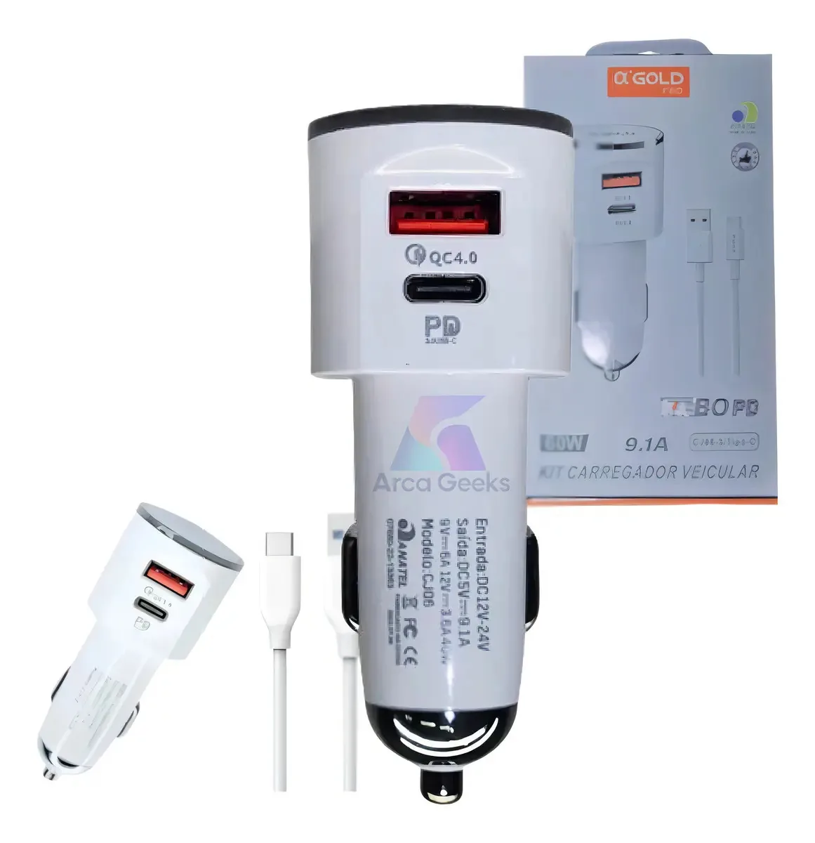 Carregador Veicular 2 Entradas Usb Fonte Turbo 3.4a H'maston