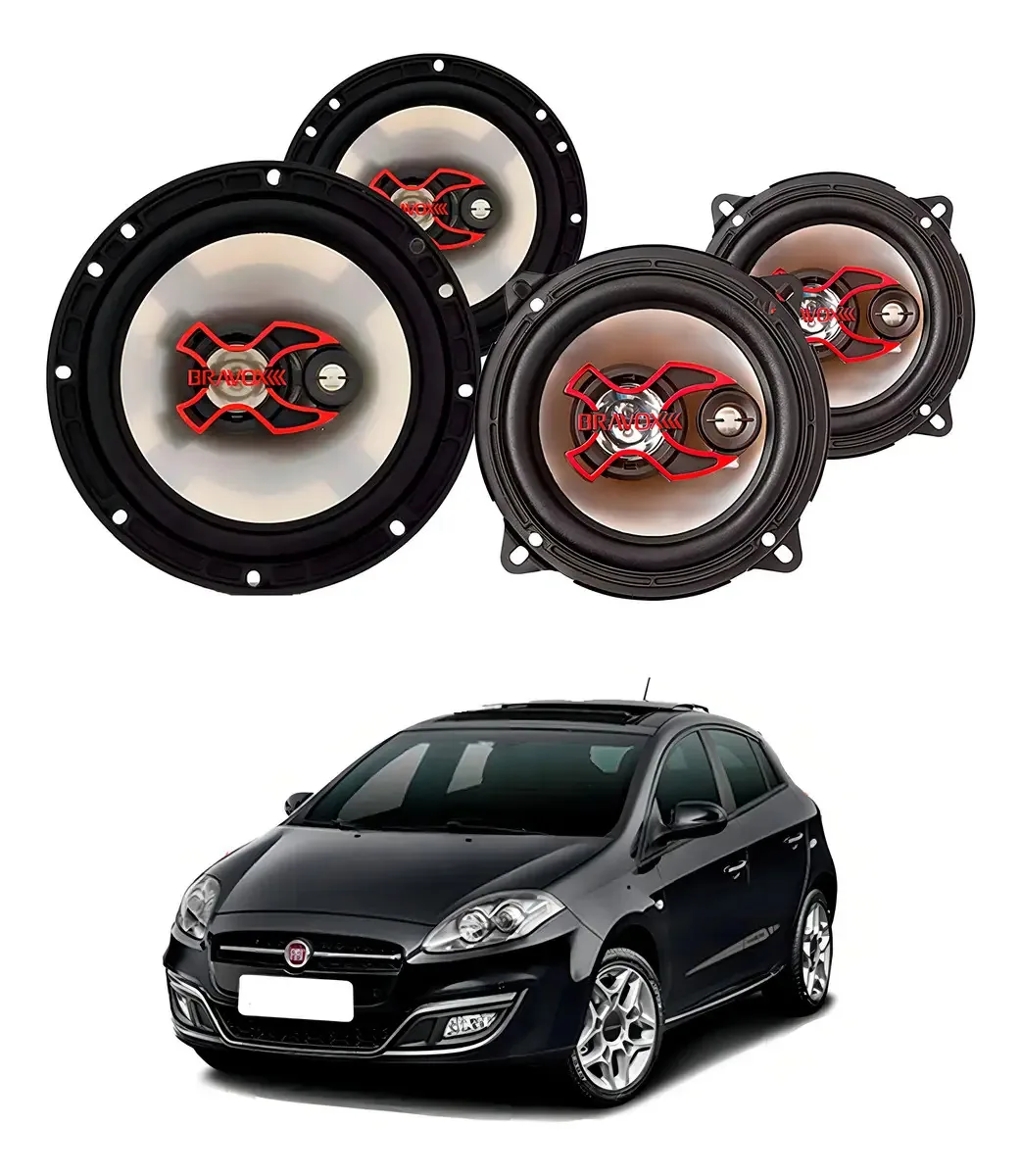 2 Alto Falantes 6 + 2 Alto Falantes 5 Polegadas Fiat Bravo