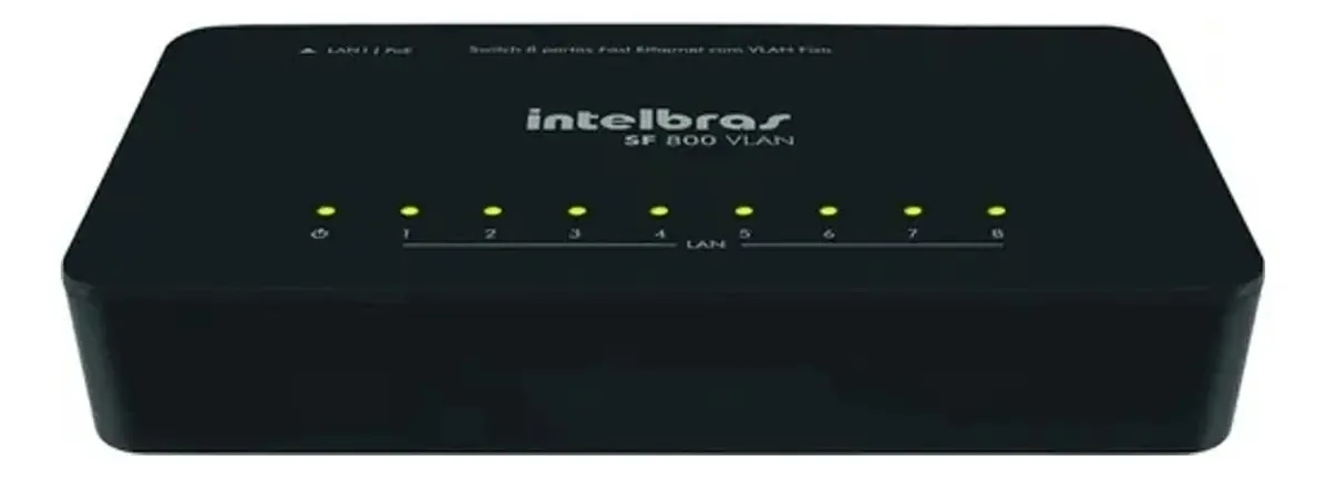 Switch Intelbras Desktop 8p Fast Ethernet Com Vlan Fixa Nacional Sf800vlan Ckd