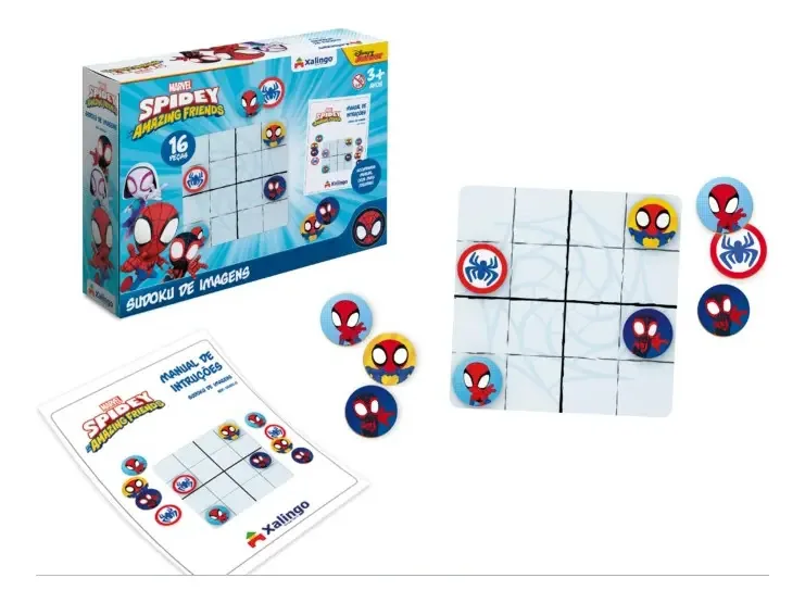Jogo Sudoku Infantil Xalingo Brinquedos com Imagens Spidey