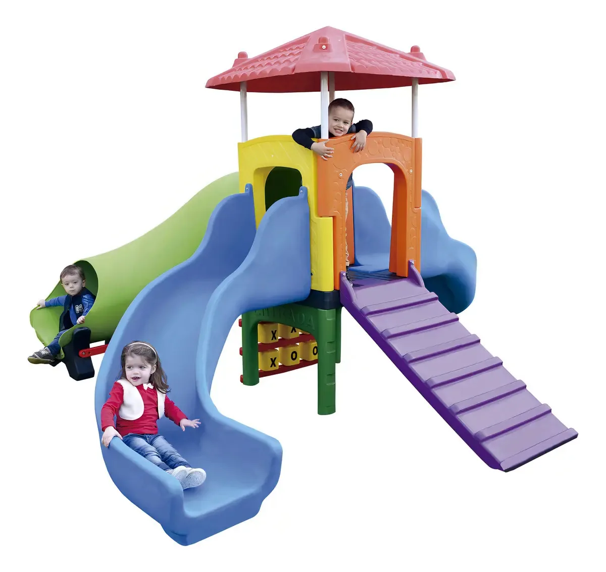 Jogo para crianças com slide e painel interativo Tateti colorido multicolorido