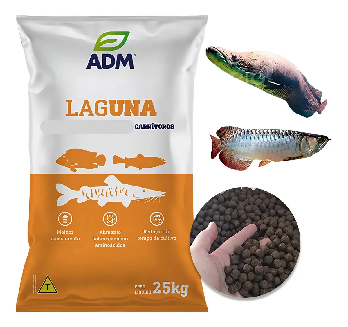 Ração Laguna Carnivora 40% 10mm 25kg Peixes Criação Lagos