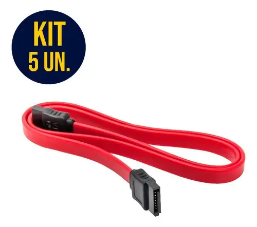 Kit 5 Cabos SATA III Comtac 50cm Cor Cereja