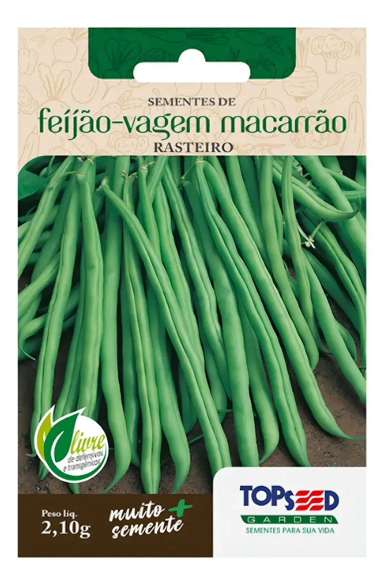 Semente Tops 2.10g Feijao De Vagem Macarrao Rastei