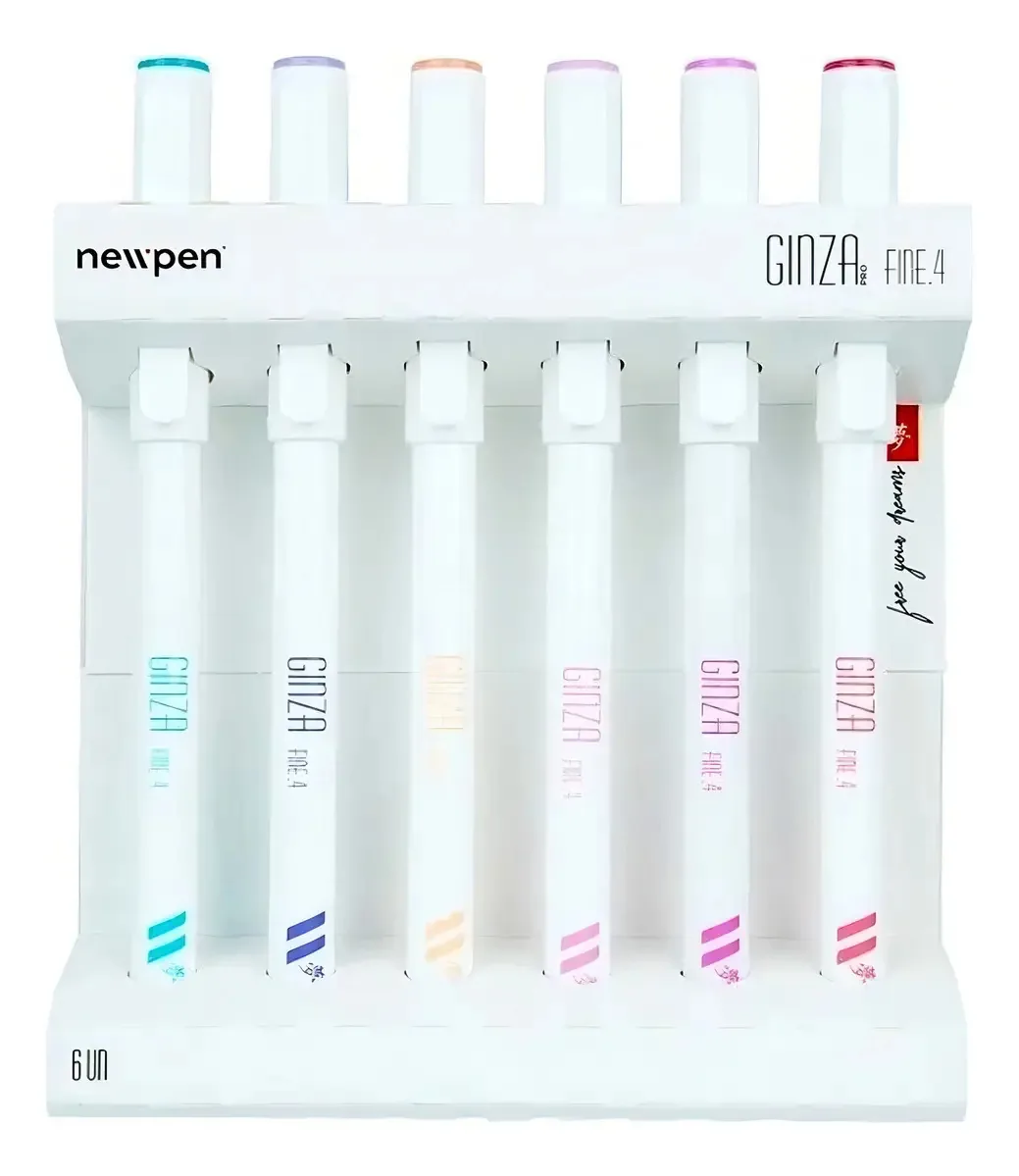 Kit Fine Liner Newpen com 6 Cores em Tons Pastéis