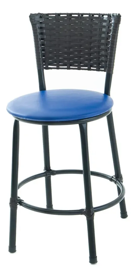 Banqueta Baixa Junco Tabaco Estilo E Conforto Cor Azul