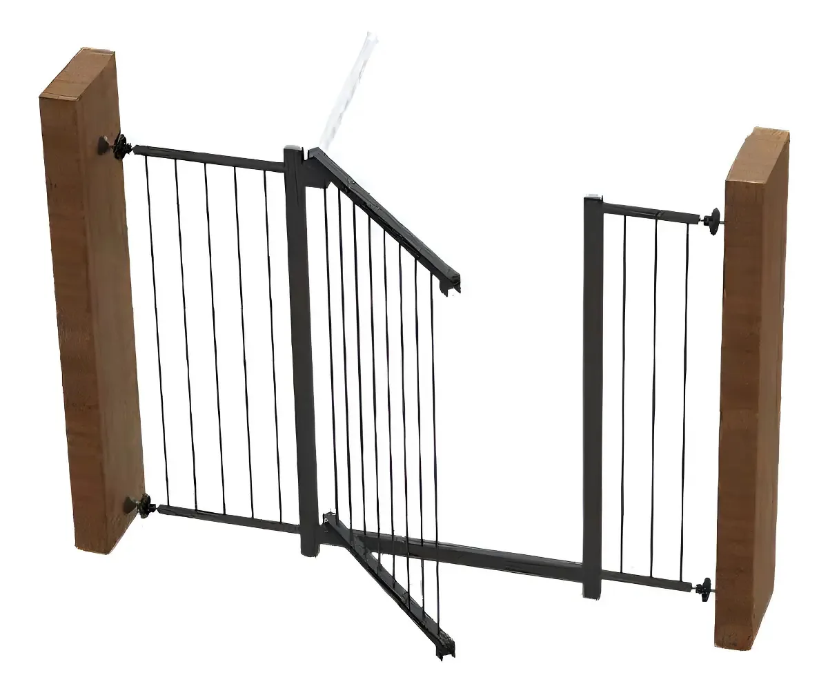 Portão Grade Preto 100cm Ajustável Multiforma Trava Manual
