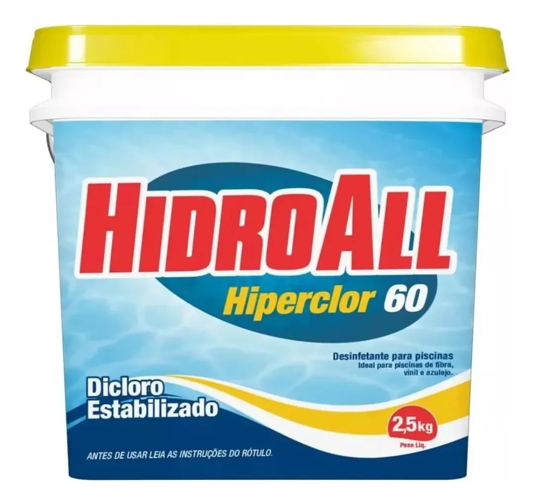 Cloro Hiperclor 60% 2,5Kg Hidroall para Tratamento e Manutenção de Piscinas