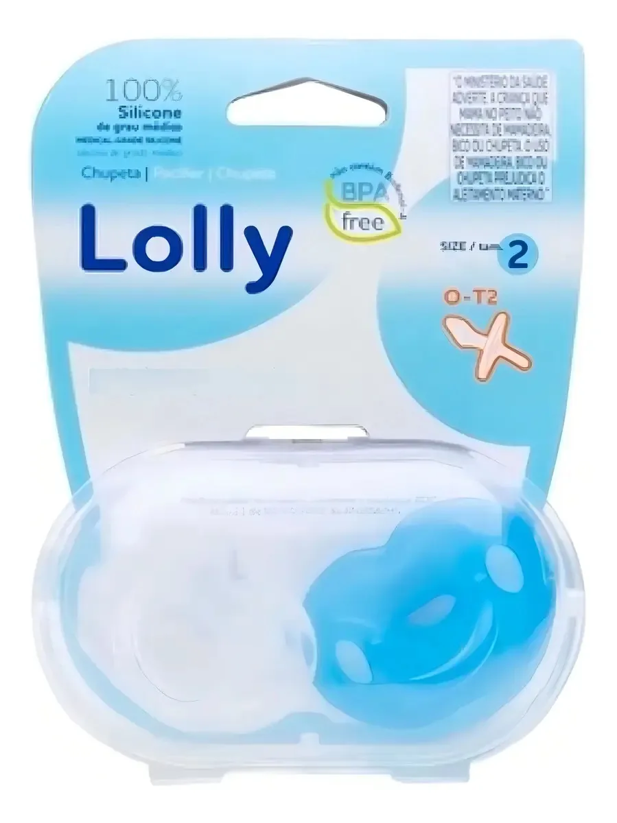 Chupeta Lolly Special Silicone Ort./2 Tam.2  Azul E Transp.
