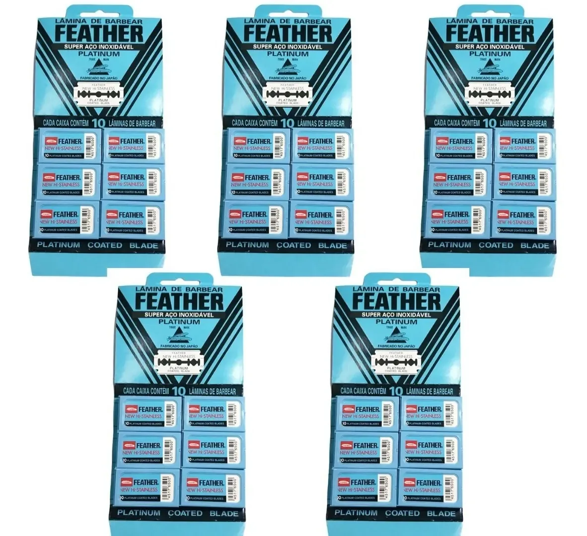 10 Kit 6 Feather Com 10 Lâminas Barbear Cada