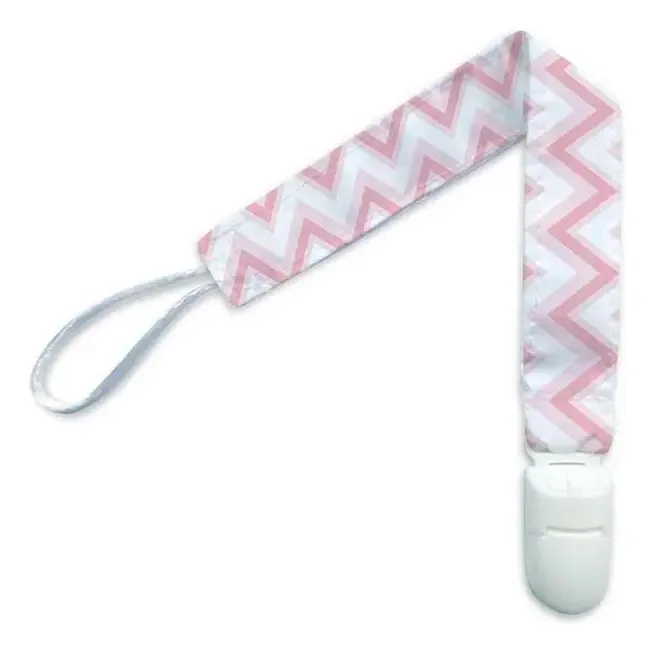 Prendedor De Chupeta Estampado Chevron Rosa - Papi