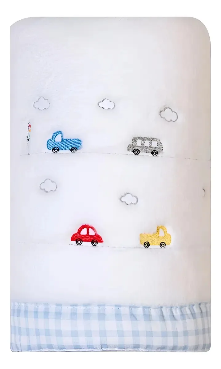 Cobertor para Bebê Papi Bordados de Carros Coloridos
