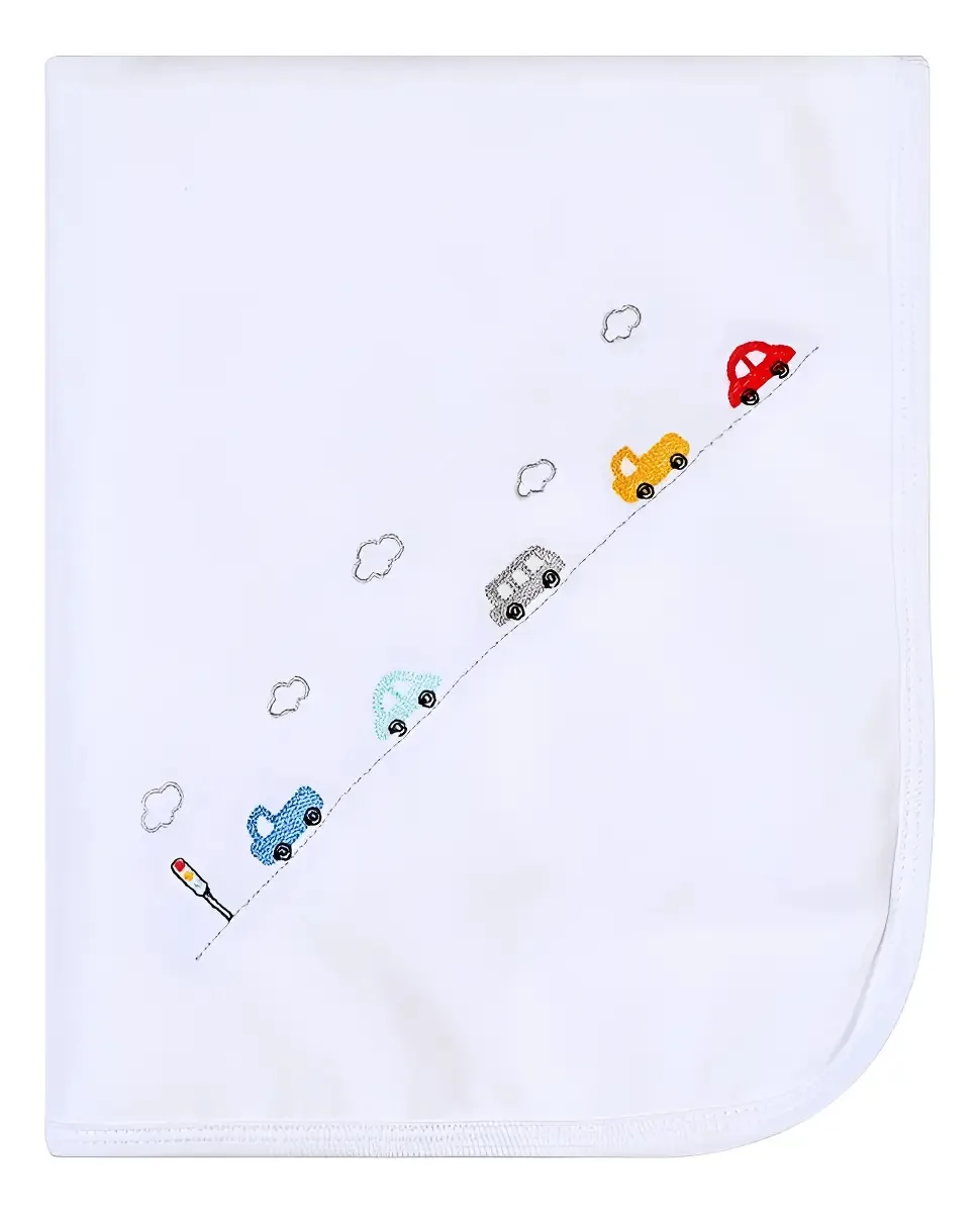 Manta Bordados Papi Forrada Carrinhos 1,00m X 0,80cm