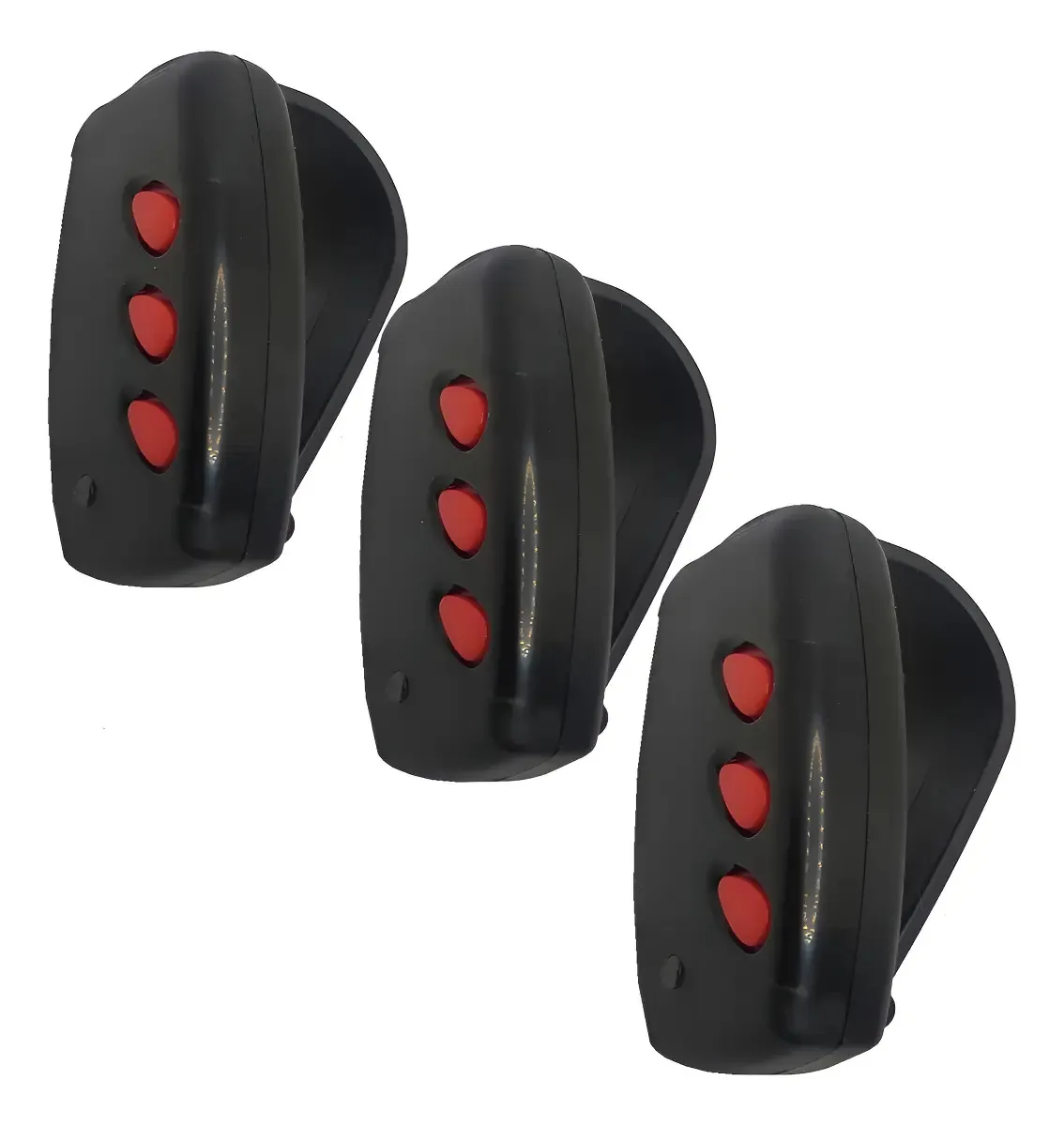3 Controles Remotos 3 Teclas Com Suporte Clip Portão Alarme Cor Preto