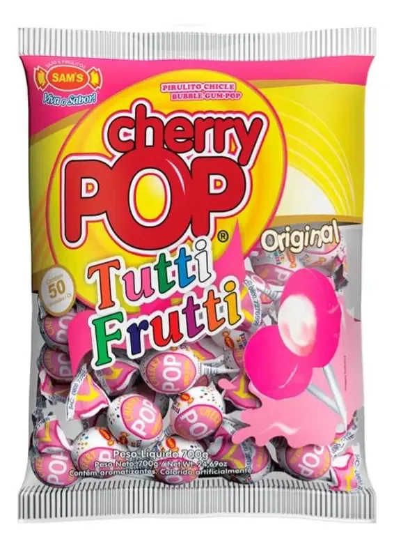Pirulito Cherry Pop 700g Tutti Frutti Original