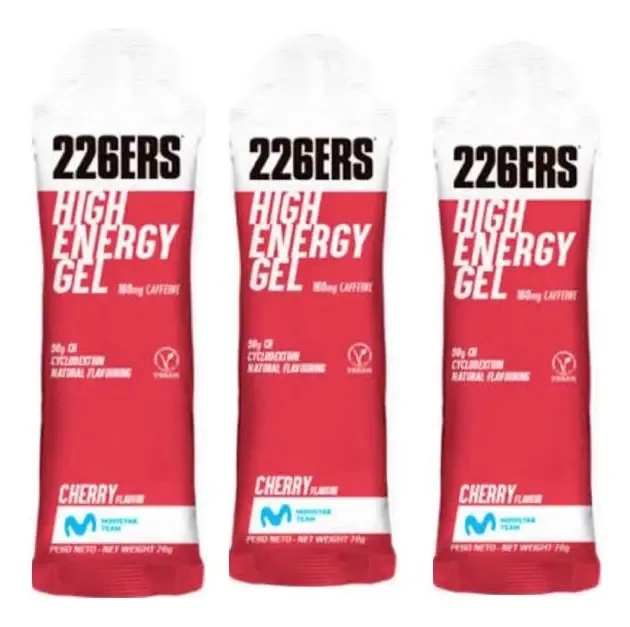 Gel Energético 226ers High Energy Sabor Cereja 160mg Cafeína 3 Sachês