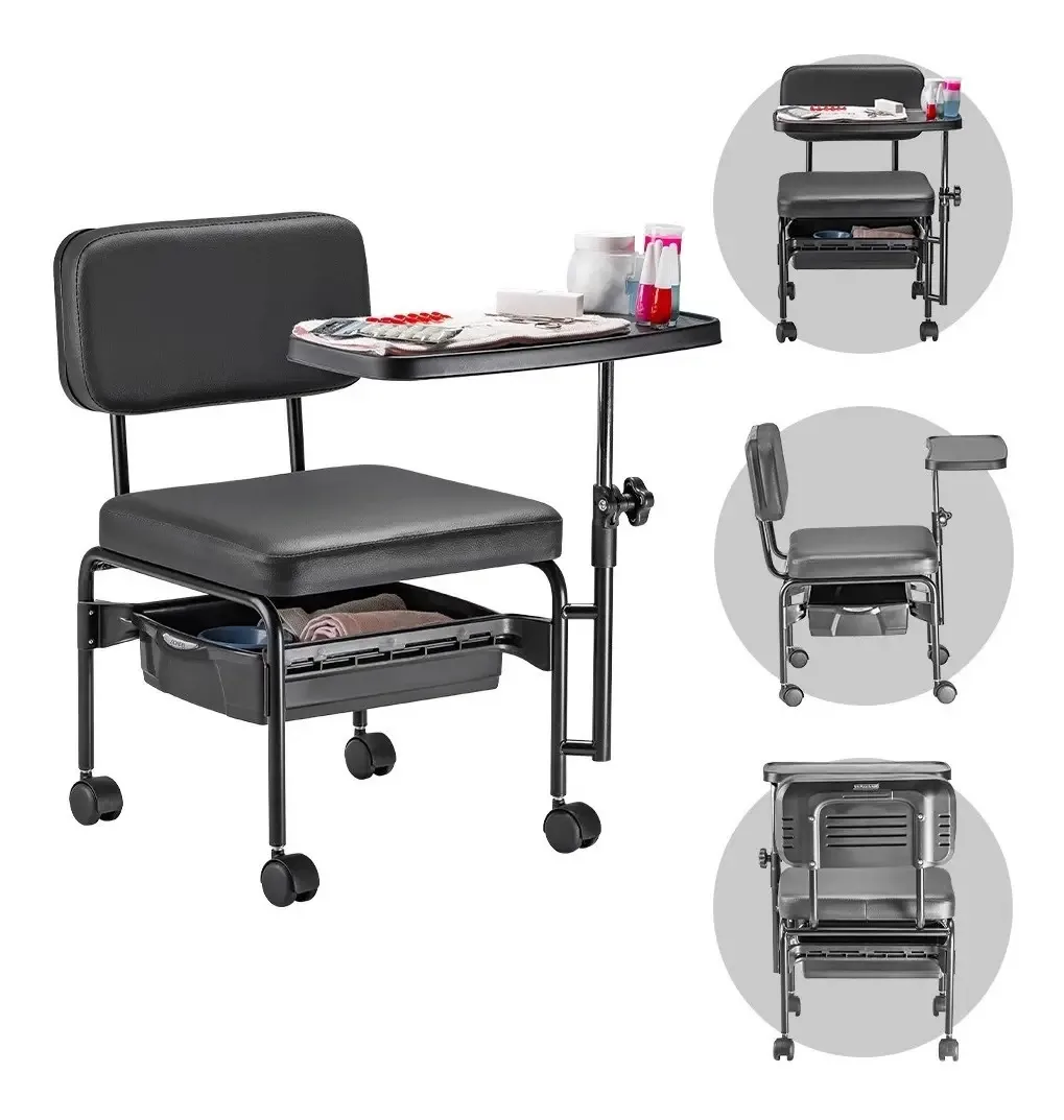 Cadeira Manicure Cirandinha Com Mesa Gaveta Rodinhas Dompel
