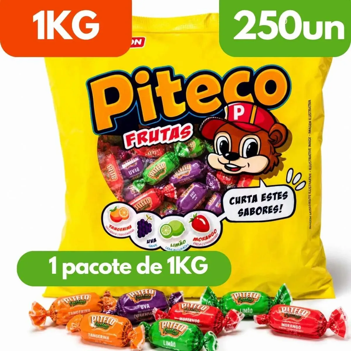 Bala Pietrobon Piteco Frutas 1 kg Sortida para Festas e Revenda