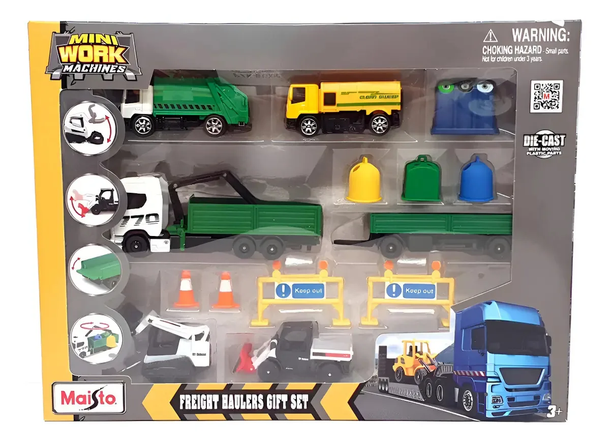 Caminhão de Reciclagem Volvo Maisto Mini Work Machines Verde