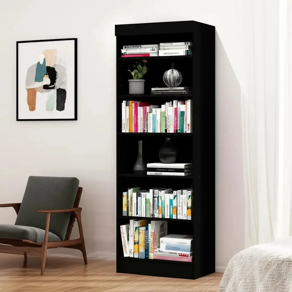 Estante Para Livro Com 6 Prateleiras Livreiro Estante Multiuso Armário Organizador Industrial Cor: Preto E-led Brasil