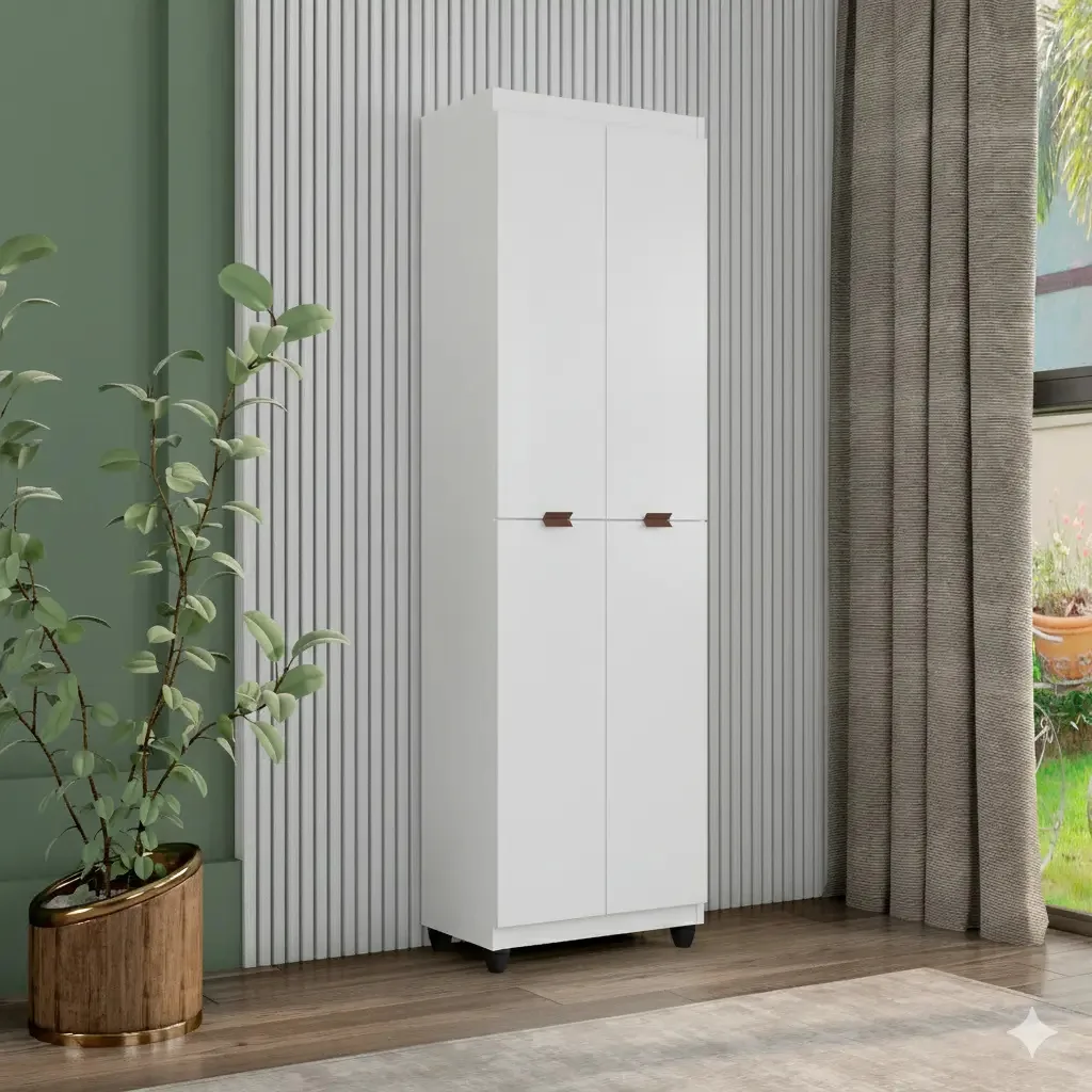 Armário Multiuso clean 4 Portas 2 Módulos Grande Organizador Cozinha Lavanderia Escritório