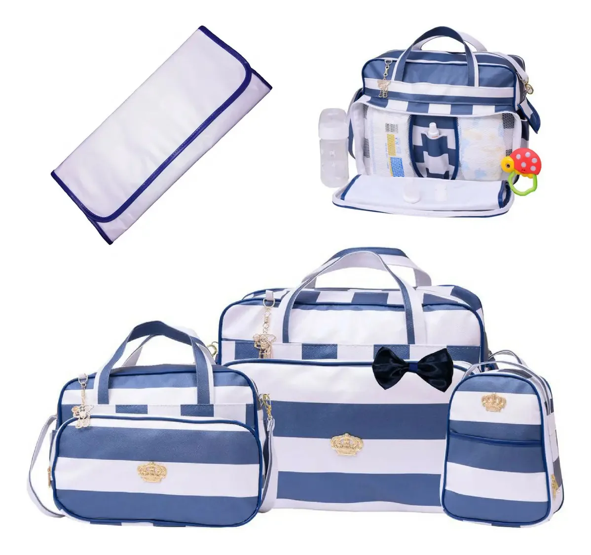 Kit Bolsas Bebê Maternidade Com Frasqueira Azul Marinho Bpr1