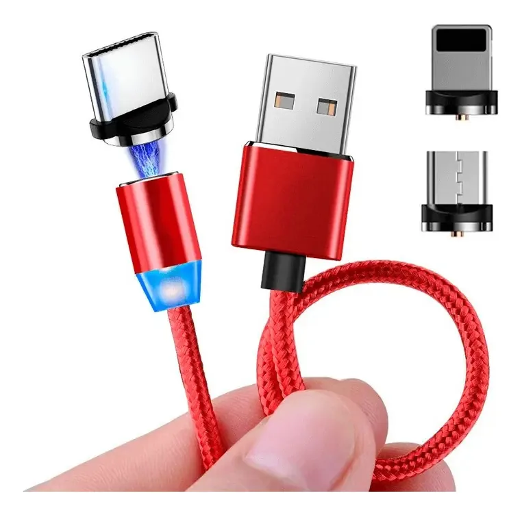 Carregador De Celular Com 3 Pontas Cabo Magnético Universal Cor Aleatória