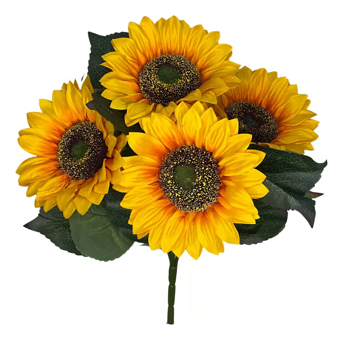 Buque Girassol Artificial 5 Flores 40cm Decoração Arranjo Festa Junina Plantas e Flores Realista Amarelo