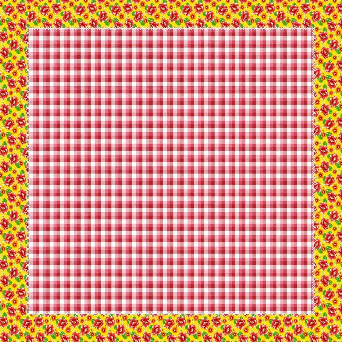 Kit 10 Toalhas para Festa Junina Mesa Quadrada 70x70cm Amarelo Xadrez Chita